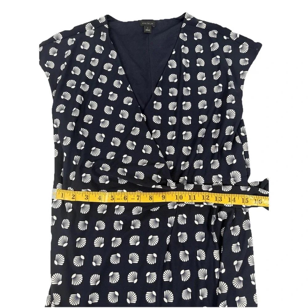 Ann Taylor Wrap Around Dress Sleeveless Stretch Shells Black White Size 8‎ - Picture 5 of 6
